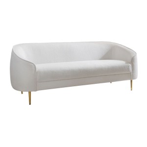 Canapé droit RINI blanc en tissu bouclette