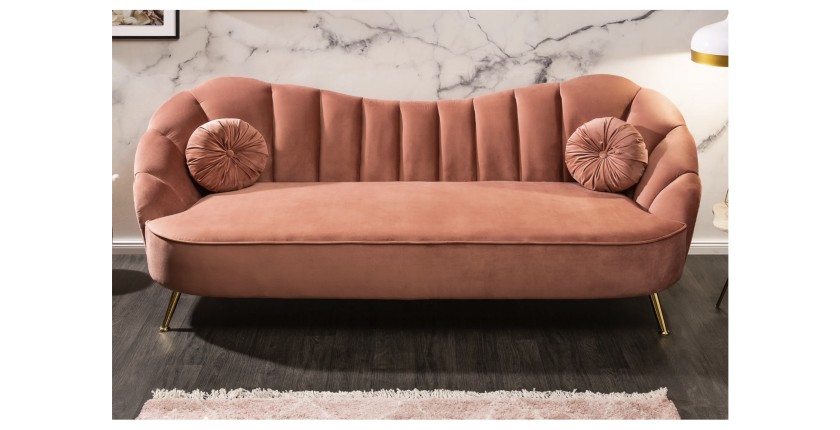 Canapé droit original ATLANTIKA rose poudré mis en situation