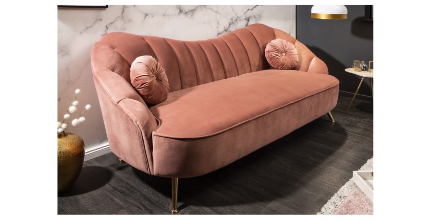 Canapé droit original ATLANTIKA rose poudré vu de côté