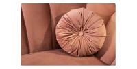 Zoom sur l'un des coussins du canapé droit original ATLANTIKA rose poudré