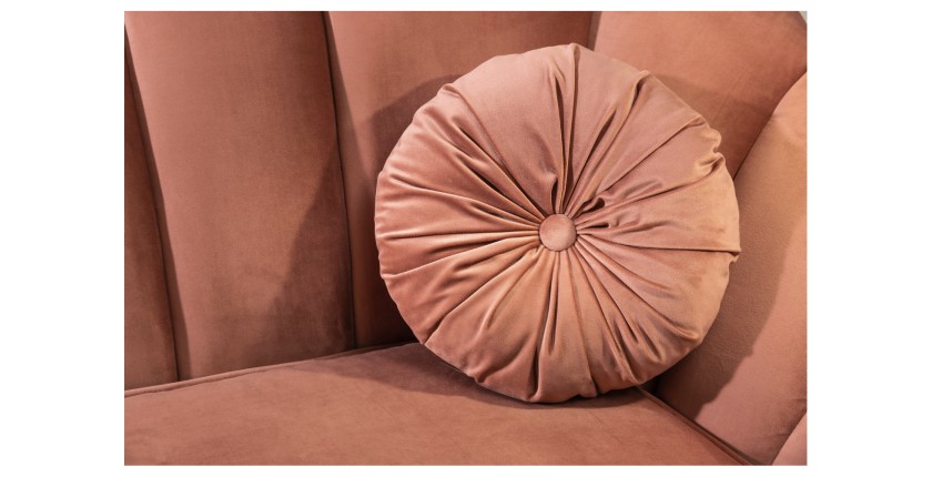 Zoom sur l'un des coussins du canapé droit original ATLANTIKA rose poudré