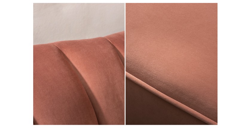 Zoom sur les détails du canapé droit original ATLANTIKA rose poudré