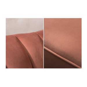 Zoom sur les détails du canapé droit original ATLANTIKA rose poudré