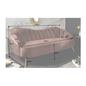 Dimensions du canapé droit original ATLANTIKA rose poudré