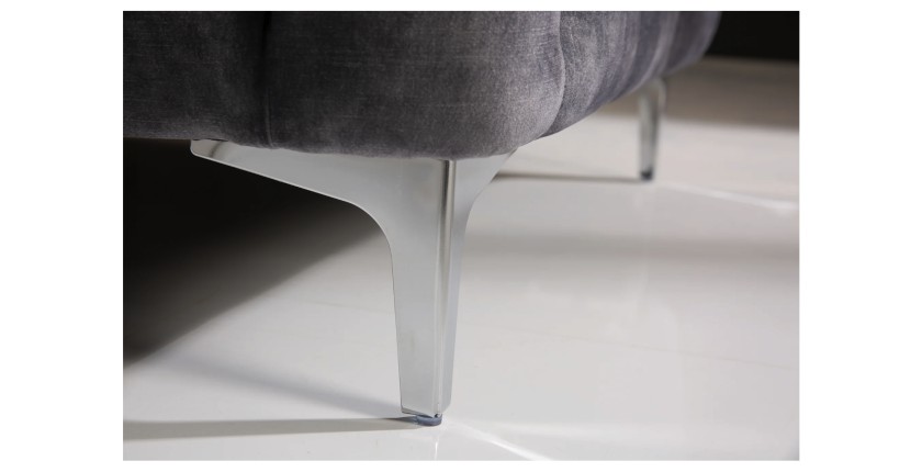 Zoom sur les pieds du pouf VELENA gris