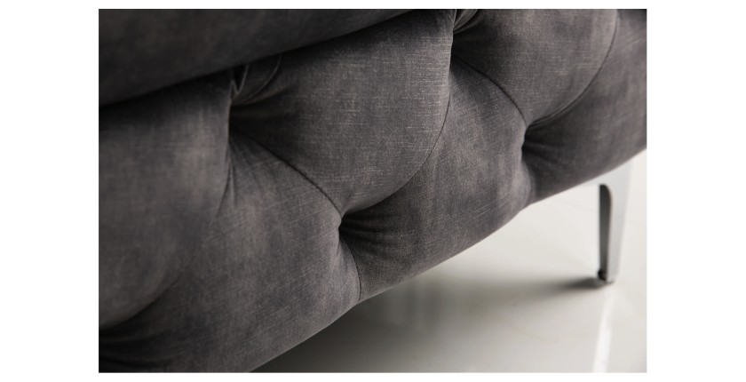Zoom sur les motifs du pouf VELENA gris