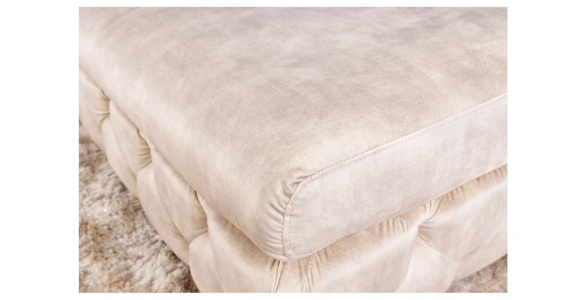 Zoom sur le coin du pouf VELENA blanc champagne