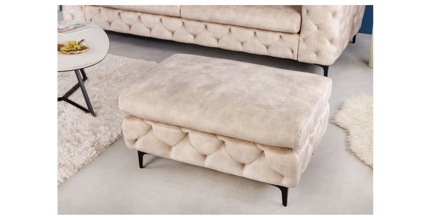 Pouf VELENA blanc champagne mis en situation