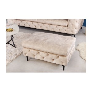 Pouf VELENA blanc champagne mis en situation