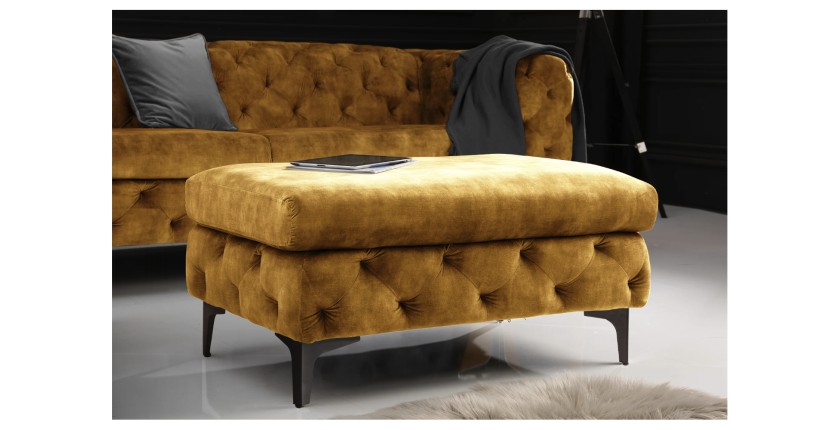 Pouf VELENA jaune moutarde vu de face