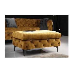 Pouf VELENA jaune moutarde vu de face