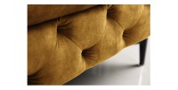 Zoom sur la tranche du pouf VELENA jaune moutarde