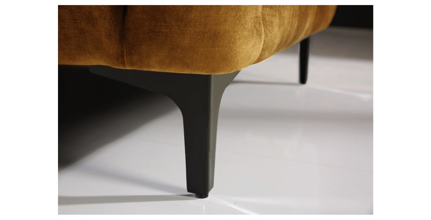 Zoom sur les pieds du pouf VELENA jaune moutarde