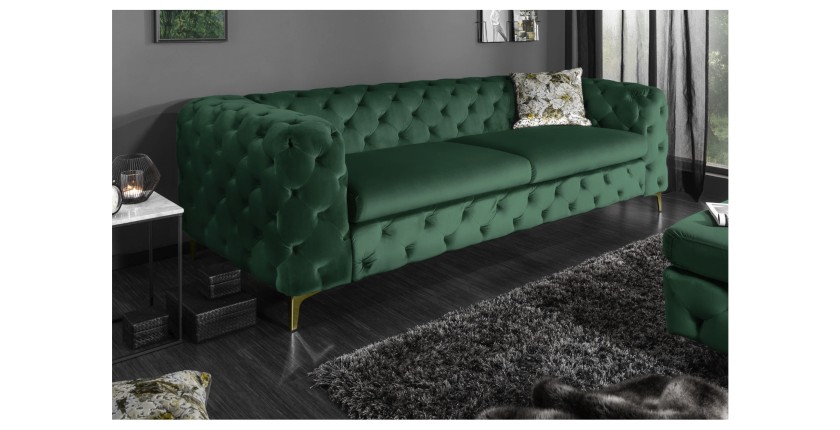 Canapé droit VELENA vert émeraude mis en situation