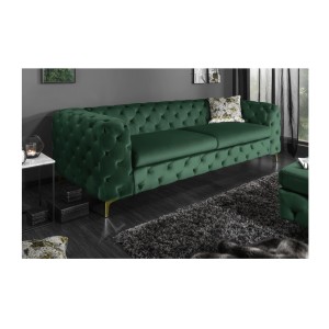 Canapé droit VELENA vert émeraude mis en situation