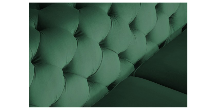 Zoom sur le dossier du canapé droit VELENA vert émeraude