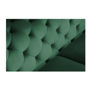 Zoom sur le dossier du canapé droit VELENA vert émeraude