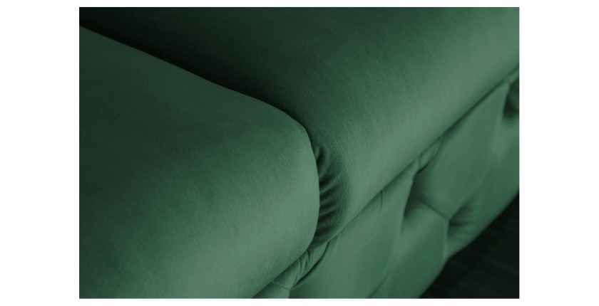 Zoom sur l'assise du canapé droit VELENA vert émeraude