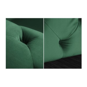 Zoom sur les détails du canapé droit VELENA vert émeraude