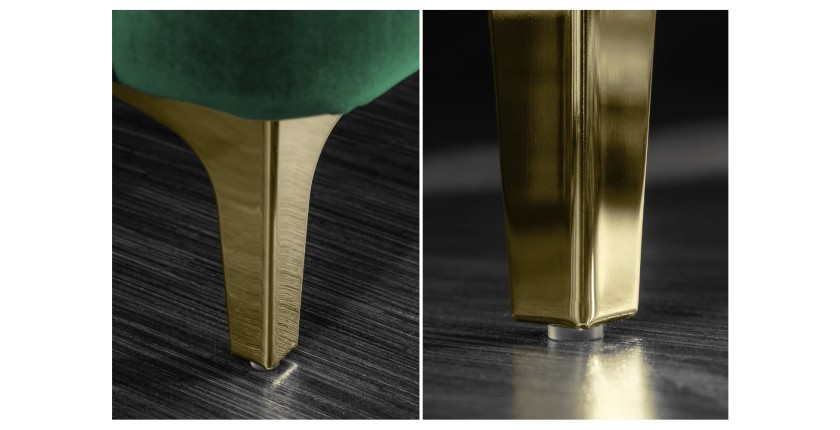 Zoom sur les pieds du canapé droit VELENA vert émeraude