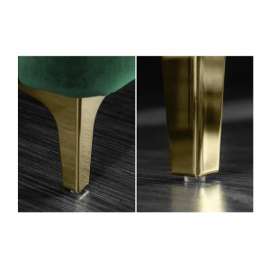 Zoom sur les pieds du canapé droit VELENA vert émeraude