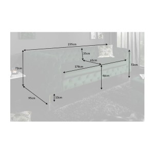Dimensions du canapé droit VELENA vert émeraude