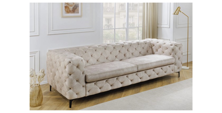 Canapé droit VELENA blanc champagne mis en situation