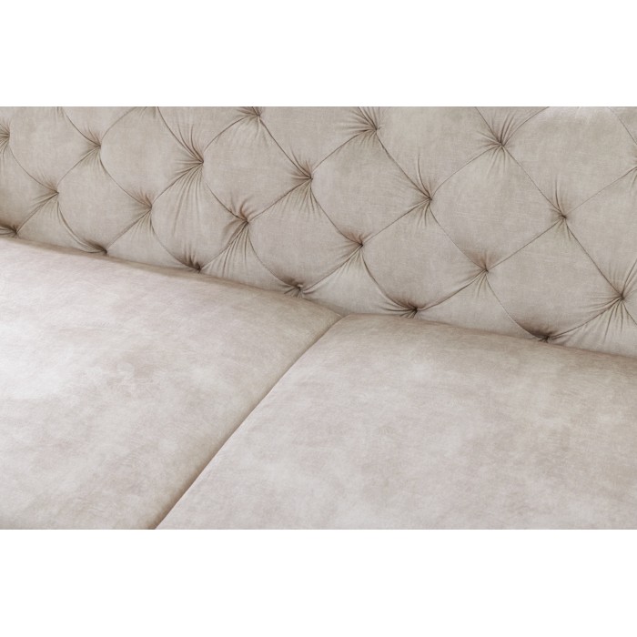 Sofa recht VELENA champagne - Barokke fluwelen sofa met zwarte metalen poten