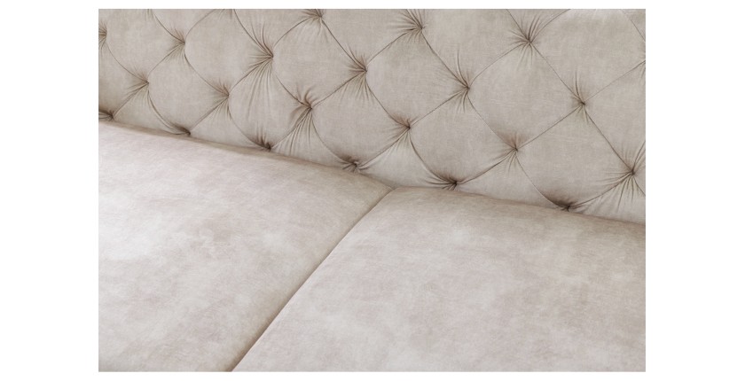 Zoom sur l'assise du canapé droit VELENA blanc champagne