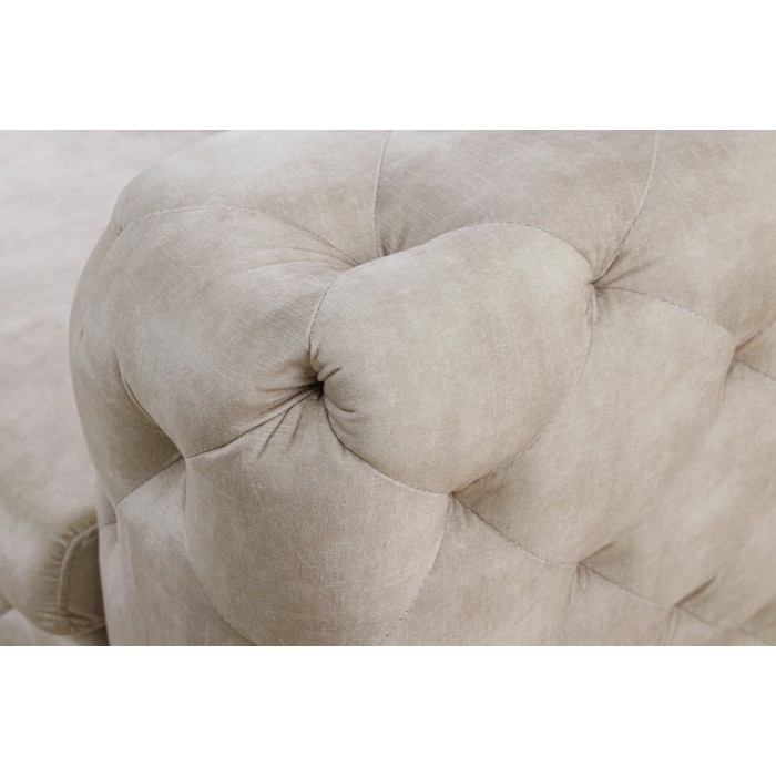 Sofa recht VELENA champagne - Barokke fluwelen sofa met zwarte metalen poten