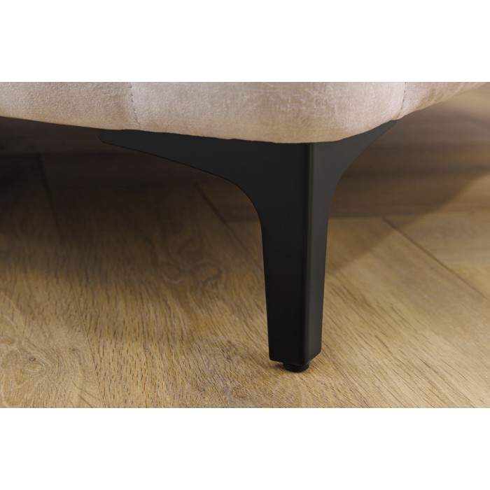 Sofa recht VELENA champagne - Barokke fluwelen sofa met zwarte metalen poten