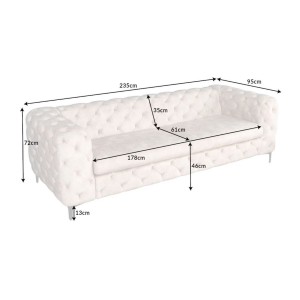 Dimensions du canapé droit VELENA blanc champagne