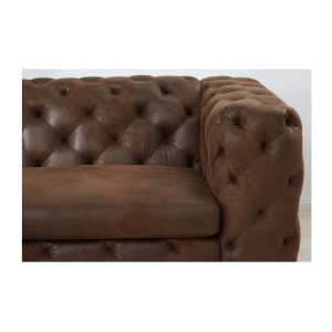 Canapé droit VELENA marron – Canapé baroque en microfibre avec pieds métal noirs