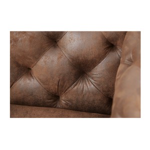 Zoom sur les motifs du dossier du canapé droit VELENA marron