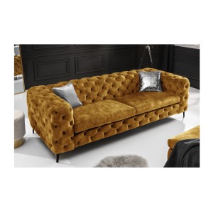 Canapé droit VELENA jaune moutarde vu de côté