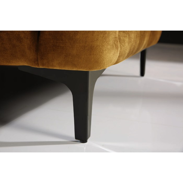 Sofa recht VELENA mosterdgeel - Barokke fluwelen sofa met zwarte metalen poten