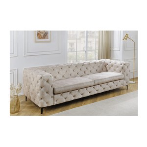 Canapé droit 240cm VELENA blanc champagne mis en situation