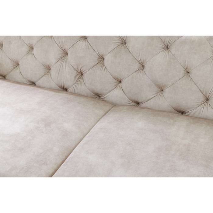 Divano + pouf VELENA champagne – Set barocco in velluto con piedi in metallo nero