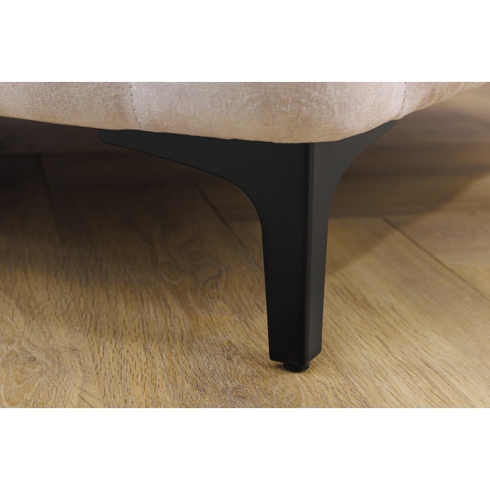 Divano + pouf VELENA champagne – Set barocco in velluto con piedi in metallo nero