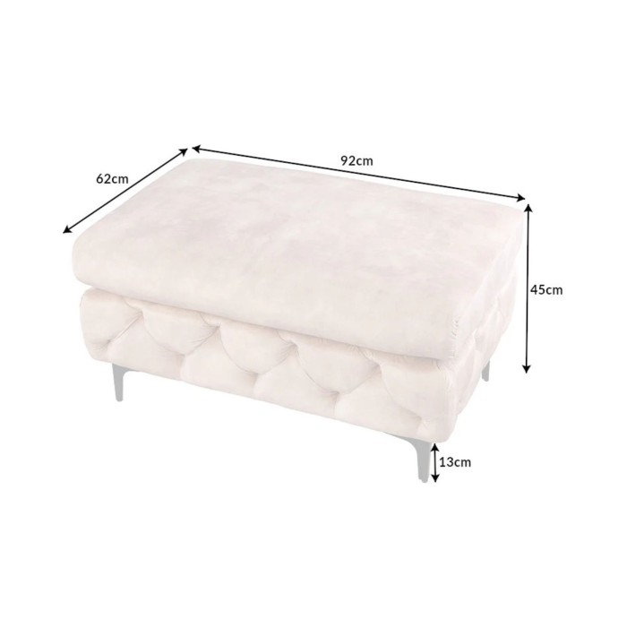 Divano + pouf VELENA champagne – Set barocco in velluto con piedi in metallo nero
