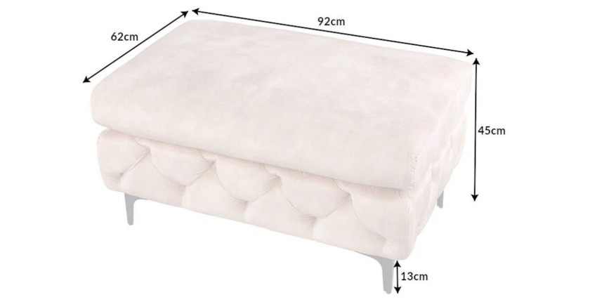 Dimensions du pouf VELENA blanc champagne