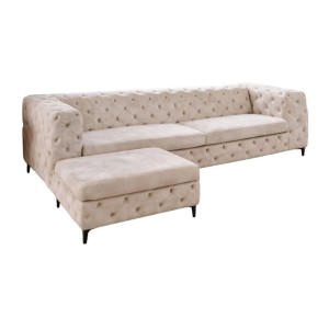 Canapé + pouf VELENA blanc champagne