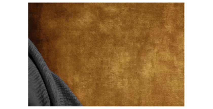 Zoom sur l'assise du canapé de la configuration canapé + pouf jaune moutarde VELENA