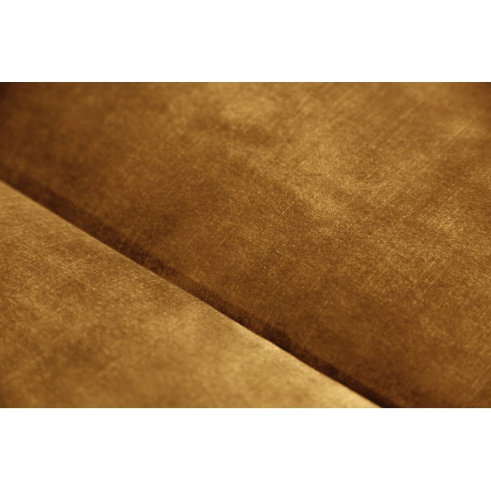 Sofá + otomana VELENA amarillo mostaza – Conjunto barroco de terciopelo con patas de metal negras