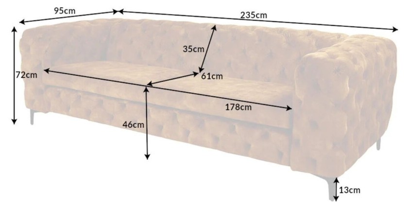 Canapé + pouf VELENA jaune moutarde – Ensemble baroque en velours avec pieds métal noirs