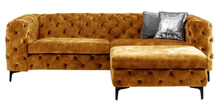 Canapé + pouf jaune moutarde VELENA