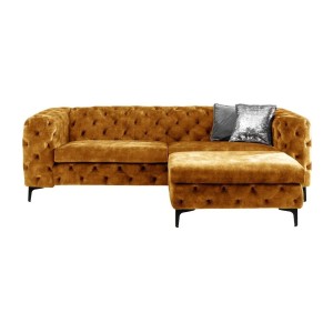 Canapé + pouf jaune moutarde VELENA