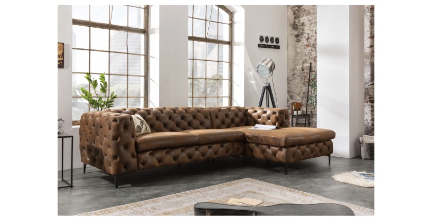 Canapé d'angle VELENA marron mis en situation