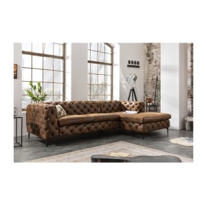 Canapé d'angle VELENA marron mis en situation