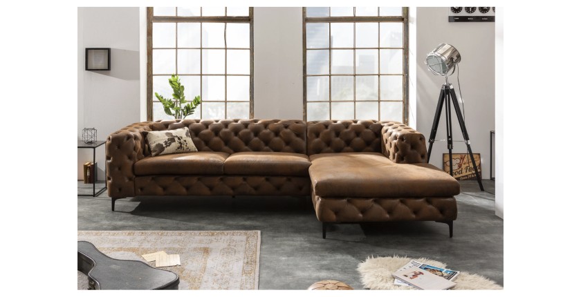 Canapé d'angle VELENA marron vu de face